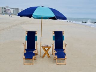 beach chair and umbrella