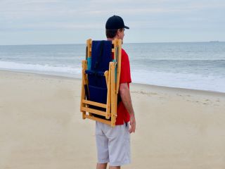 Wood Backpack Beach Chair & Detachable Foot-Rest